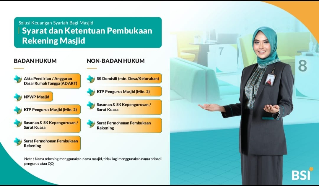 Buka Rekening BSI a/n MASJID